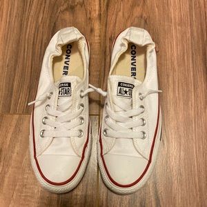 women’s white shoreline converse. size 6